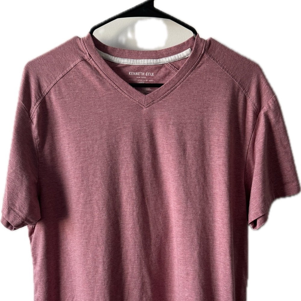 Kenneth Cole Men’s V-Neck Short Sleeve T-Shirt - Heather Burgundy - Size Large